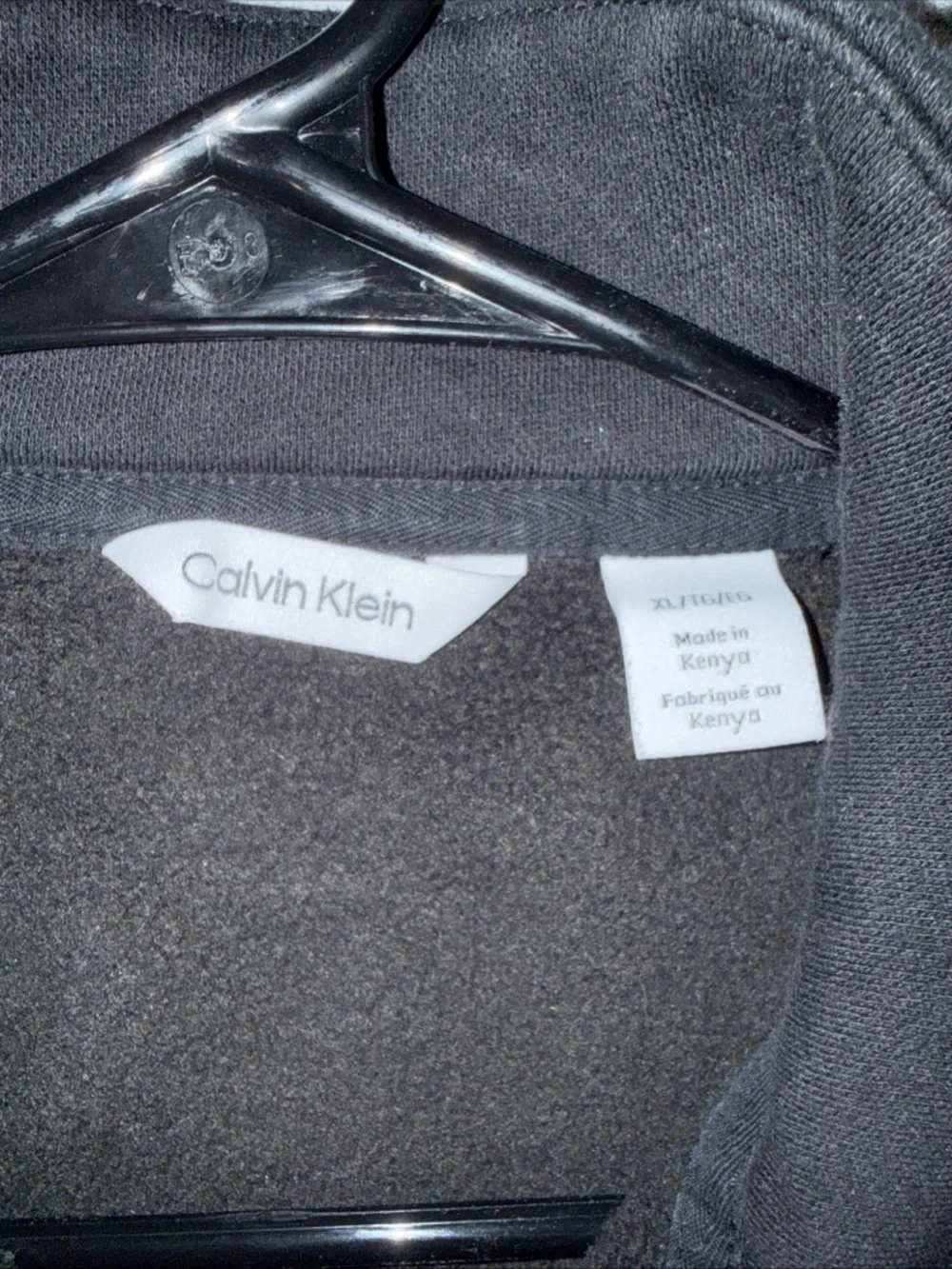 Calvin Klein Fleece Jacket Mens XL Black Full Zip Pockets - Picture 2 of 7